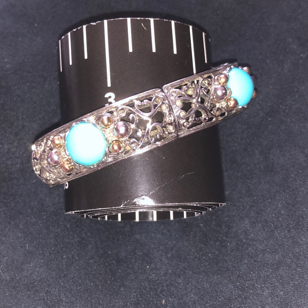 Faux turquoise and silver plated bracelet